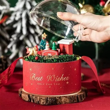 Weihnachtliche runde Geschenkbox für Kekse und Süßigkeiten